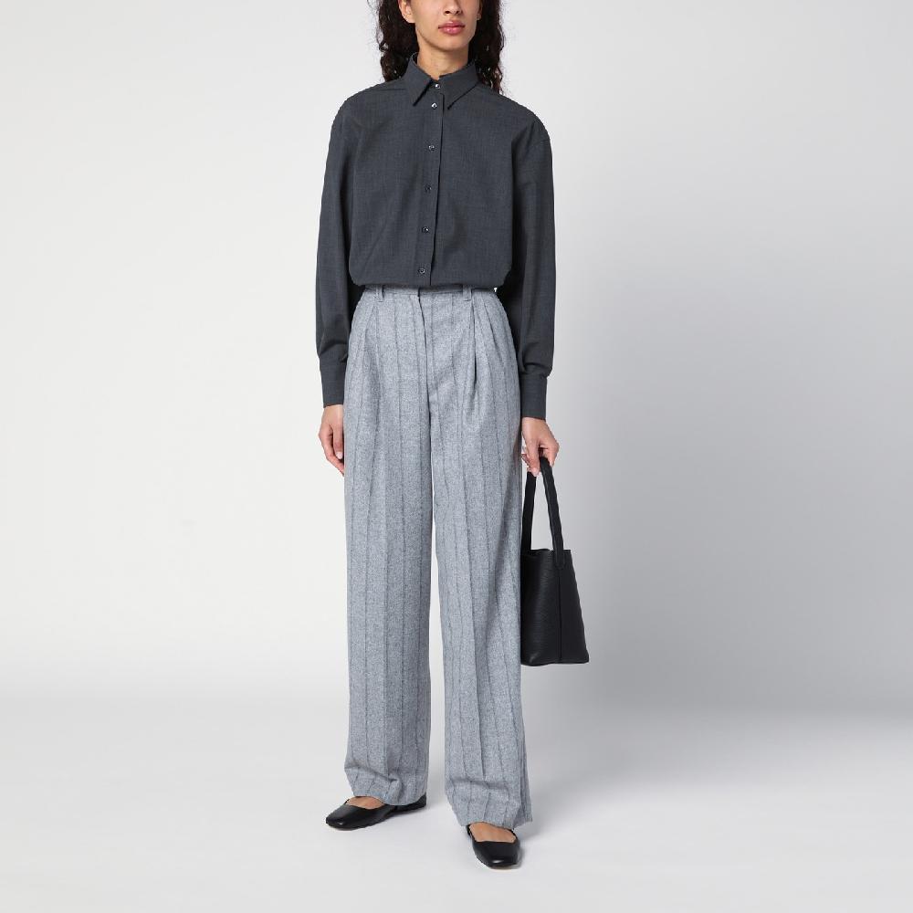 Brunello Cucinelli Camicia grigia scura con Shiny Collar Detail Negozi Online