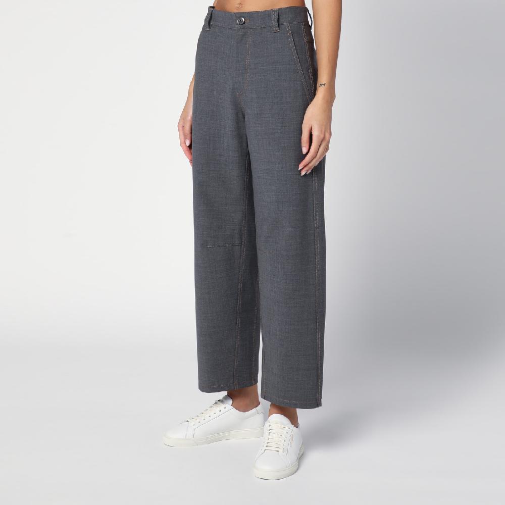 Brunello Cucinelli Pantalone grigio medio in misto lana Acquista Ora