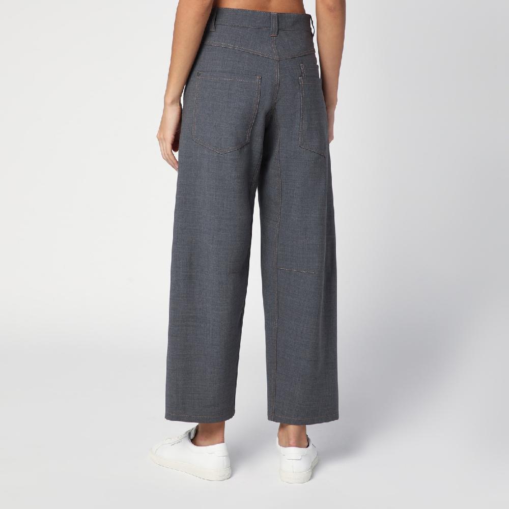 Brunello Cucinelli Pantalone grigio medio in misto lana Acquista Ora