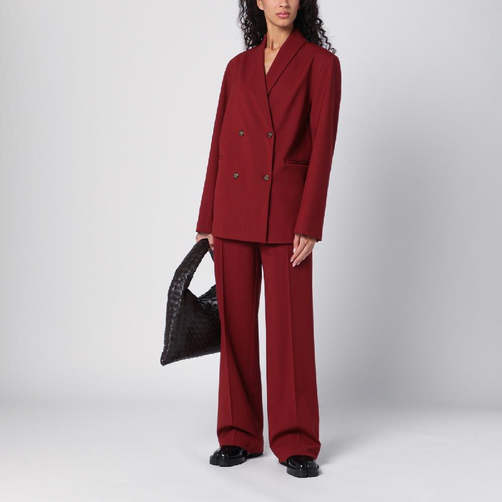 Loulou Studio Pantalone a palazzo in lana bordeaux Shopping Online