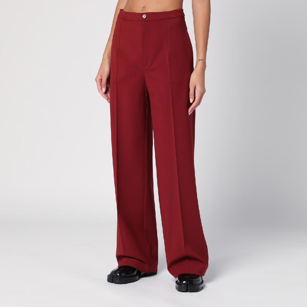 Loulou Studio Pantalone a palazzo in lana bordeaux Shopping Online