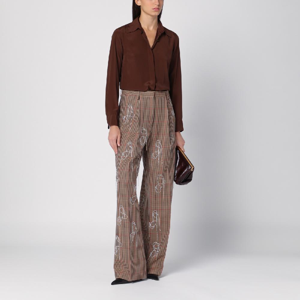 Dries Van Noten Camicia marrone in misto seta Prezzo Ridotto