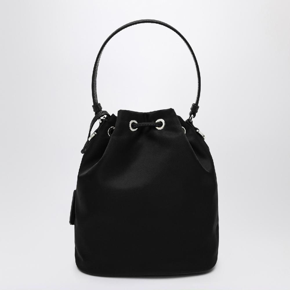 Prada Mini borsa nera in Re-Nylon con ricami Vendita Economica
