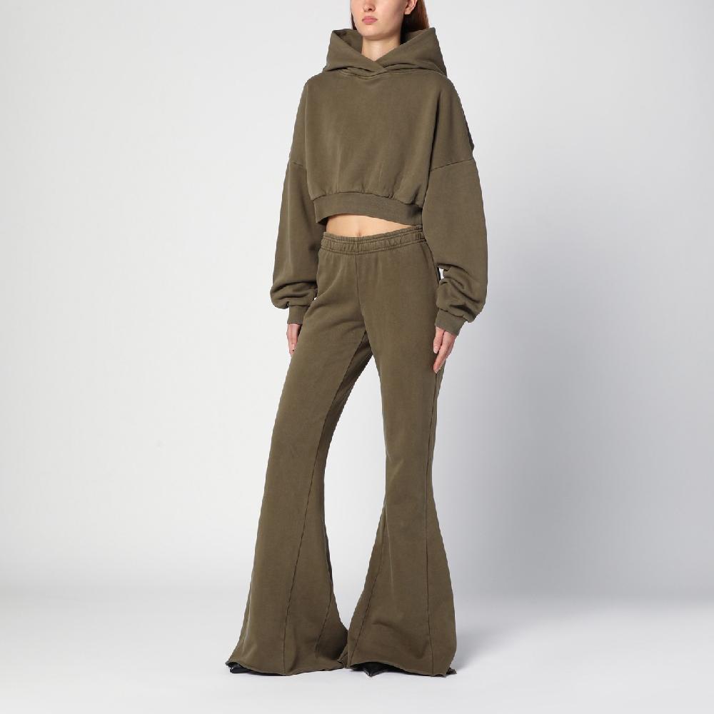 Entire Studios Felpa cropped verde militare in cotone organico Italy