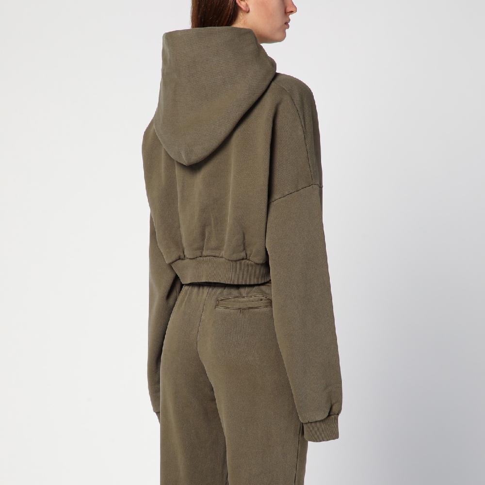Entire Studios Felpa cropped verde militare in cotone organico Italy