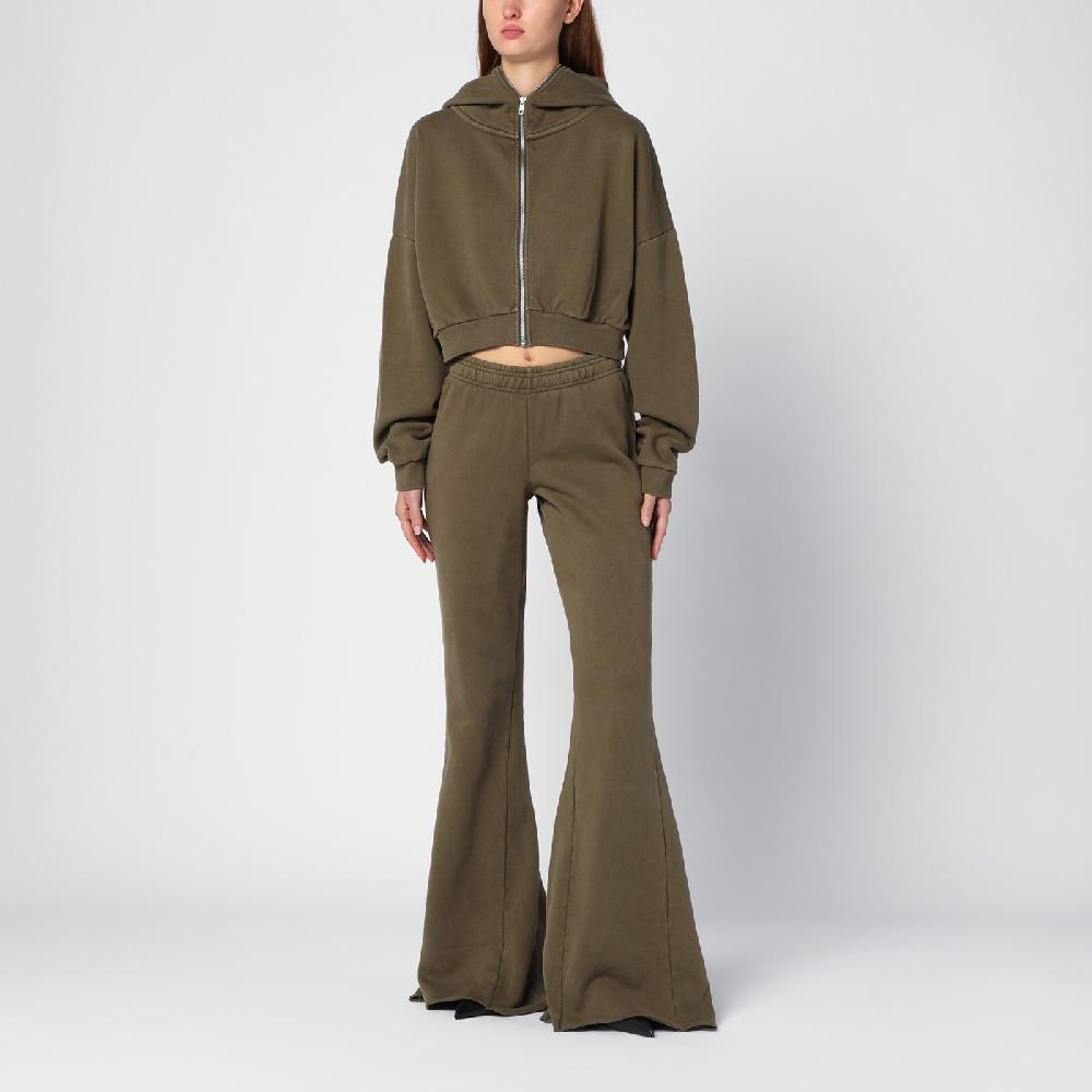 Entire Studios Felpa cropped verde militare in cotone organico Qualità
