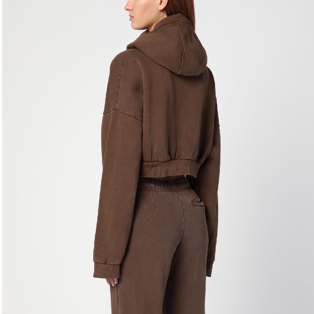 Entire Studios Felpa cropped marrone in cotone organico Vendita