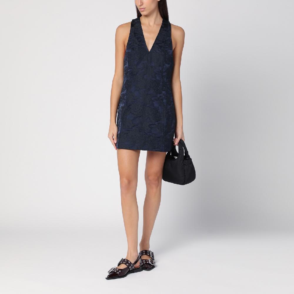 Ganni Mini abito blu navy con dettaglio nodo Negozi Online