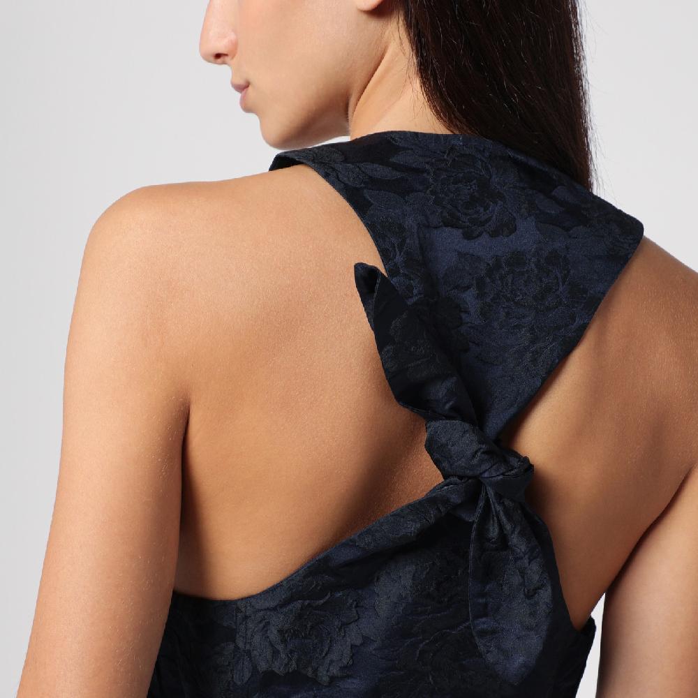 Ganni Mini abito blu navy con dettaglio nodo Negozi Online