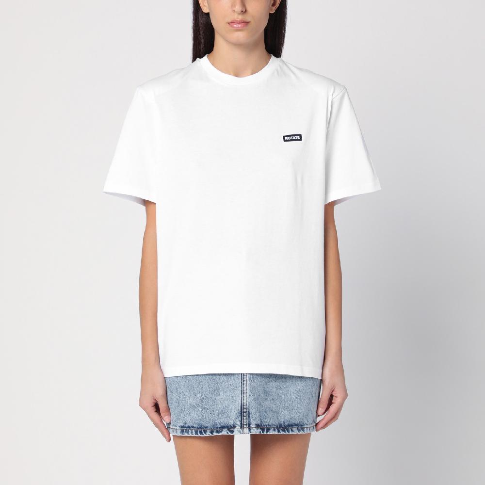 ROTATE Birger Christensen T-shirt bianca in cotone organico Consegna Veloce