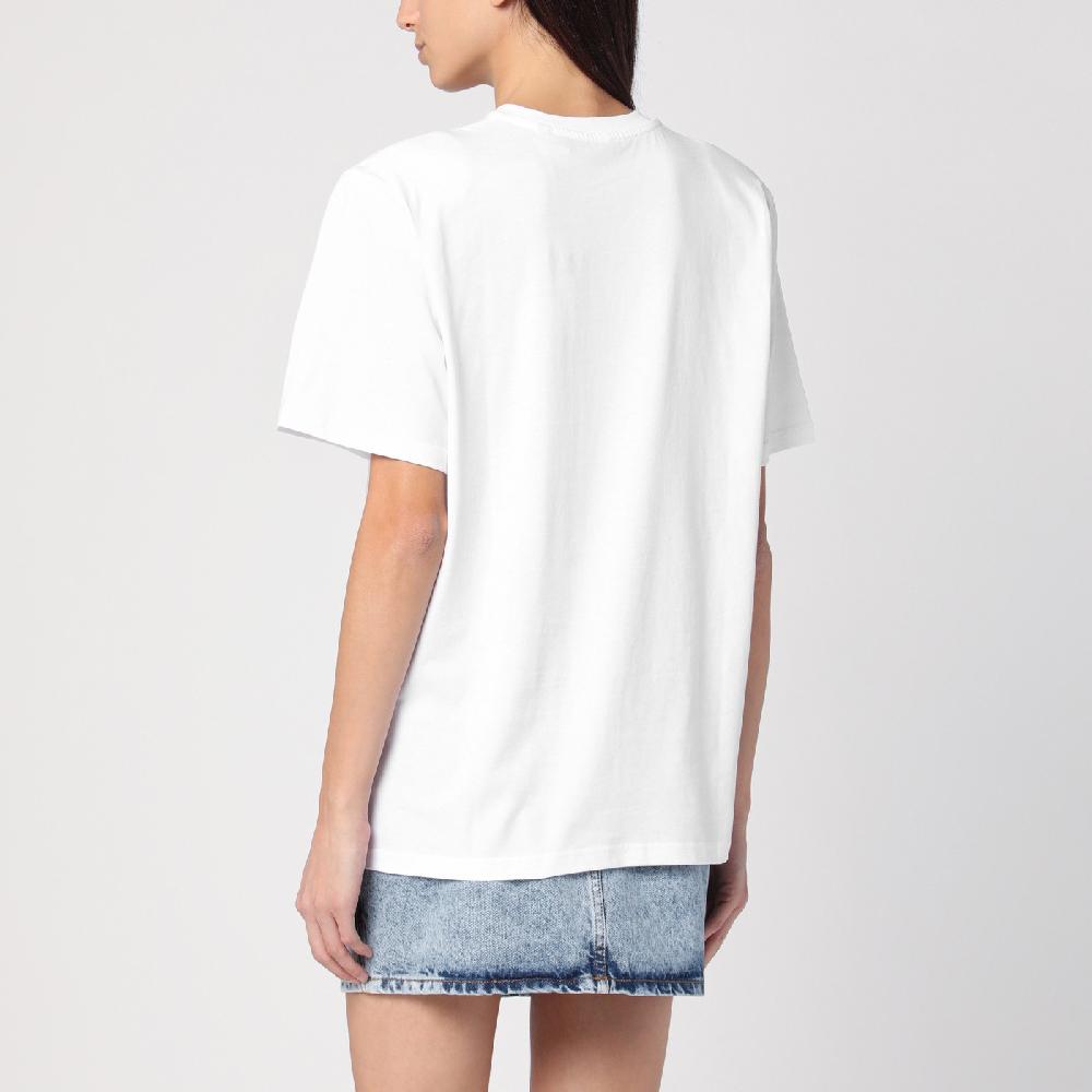 ROTATE Birger Christensen T-shirt bianca in cotone organico Consegna Veloce