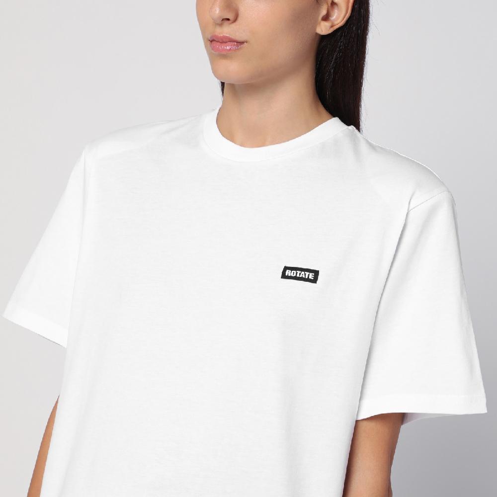 ROTATE Birger Christensen T-shirt bianca in cotone organico Consegna Veloce