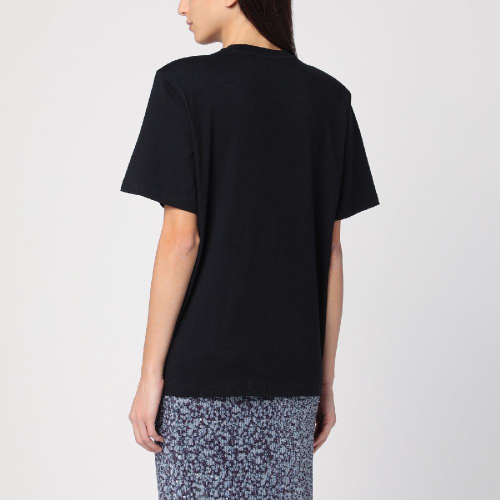 ROTATE Birger Christensen T-shirt nera in cotone organico Promozione Limitata
