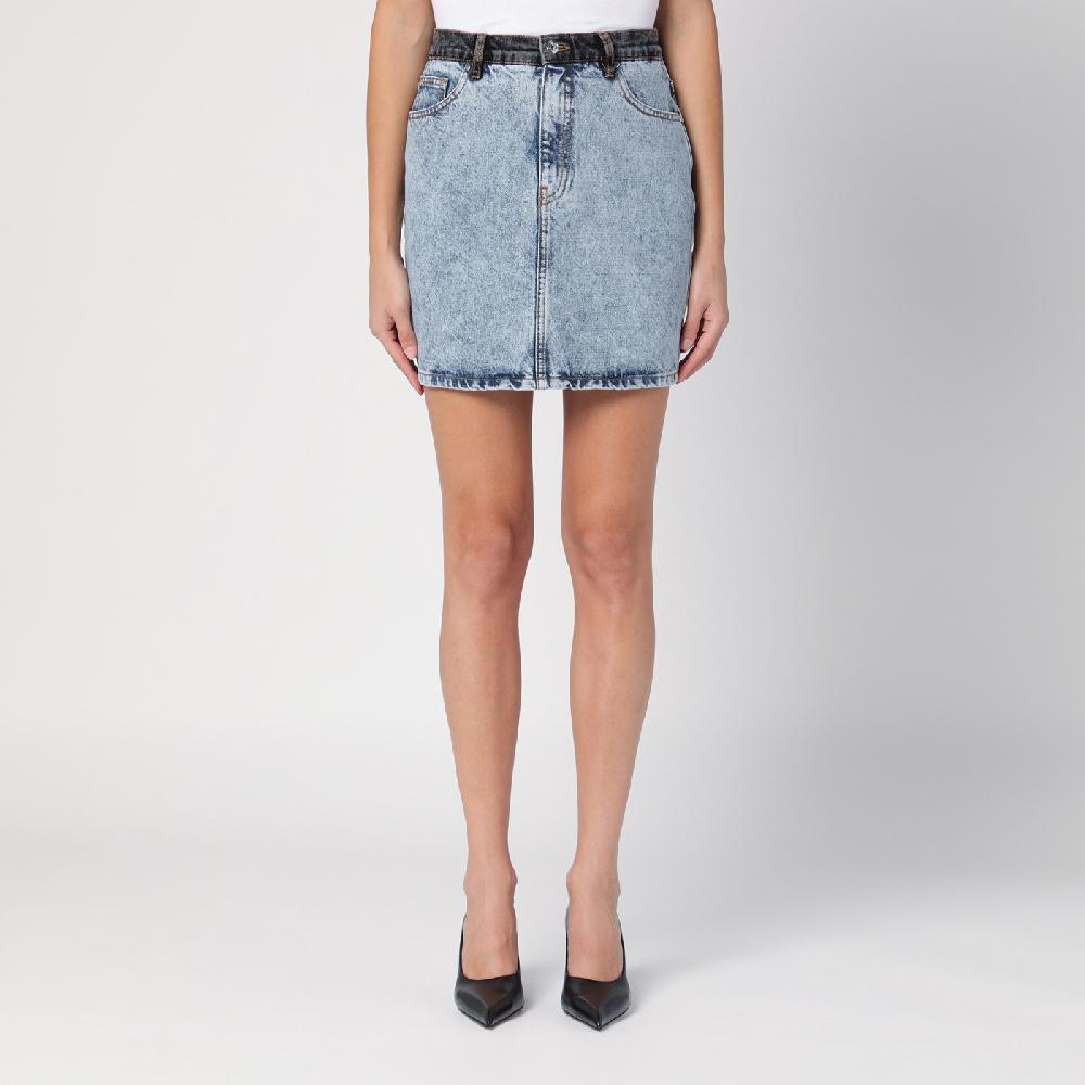 ROTATE Birger Christensen Mini gonna patchwork in denim organico Fino Al -60%
