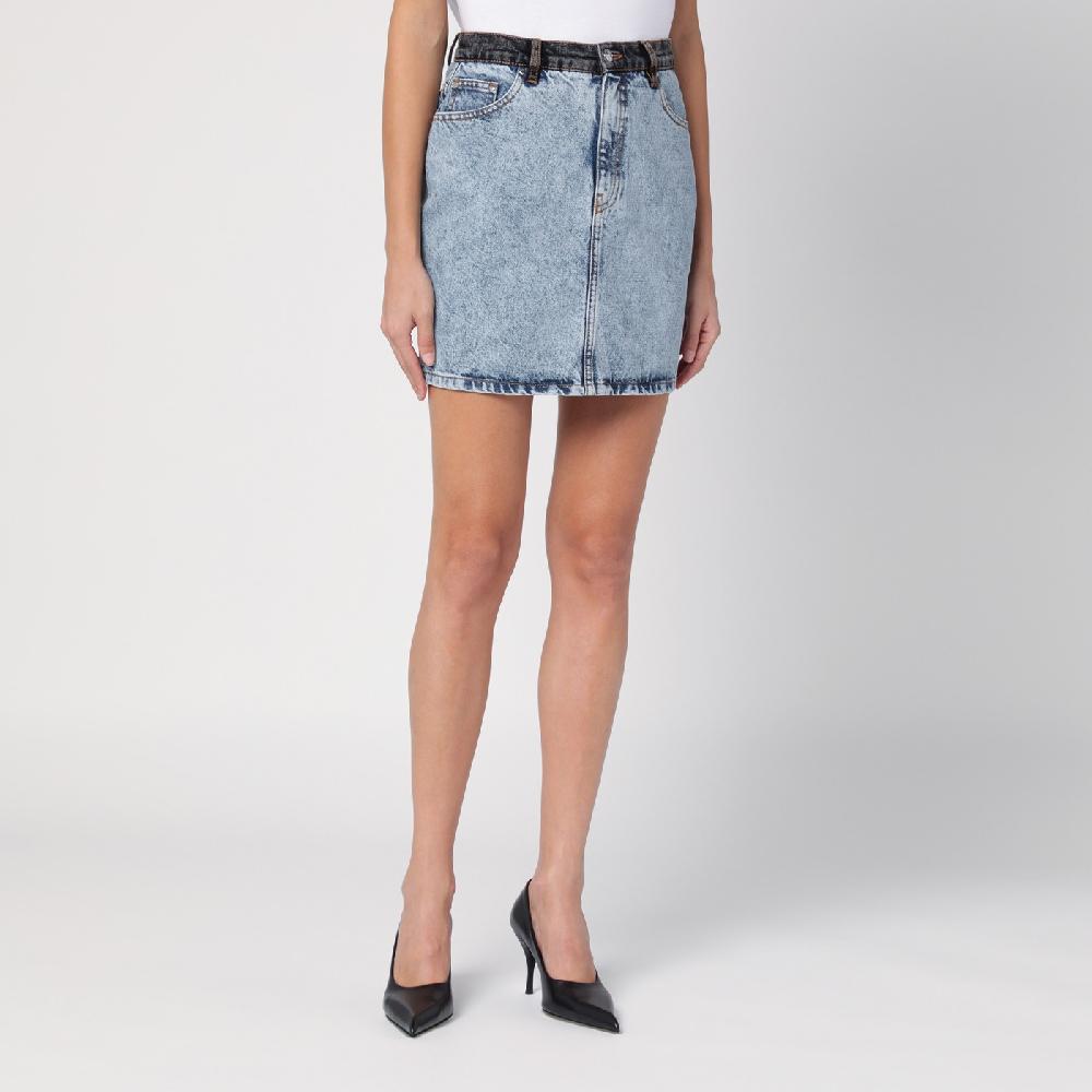 ROTATE Birger Christensen Mini gonna patchwork in denim organico Fino Al -60%