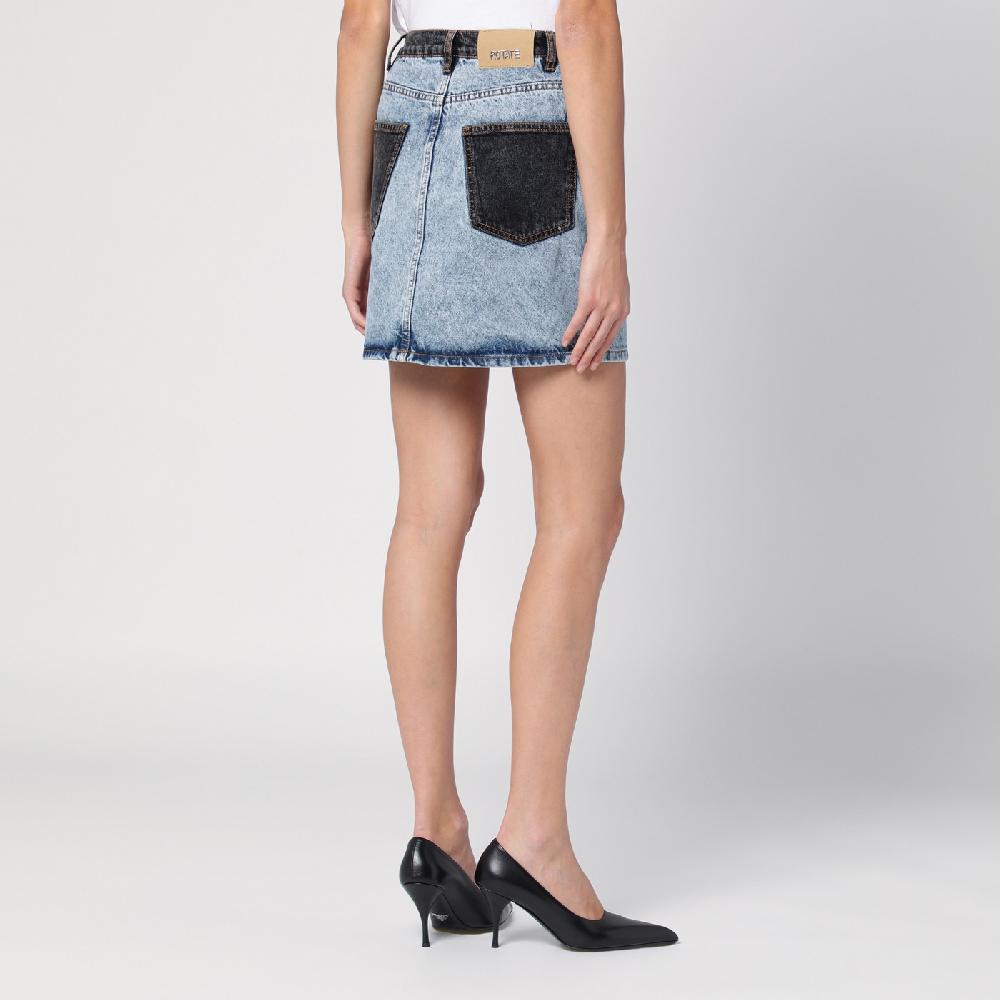 ROTATE Birger Christensen Mini gonna patchwork in denim organico Fino Al -60%