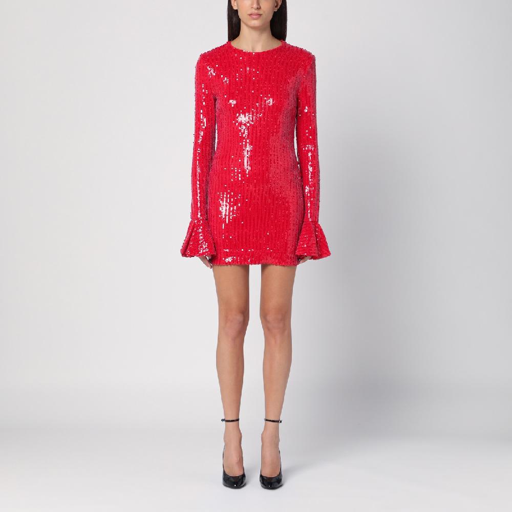ROTATE Birger Christensen Mini abito rosso con micro paillette Shopping Online