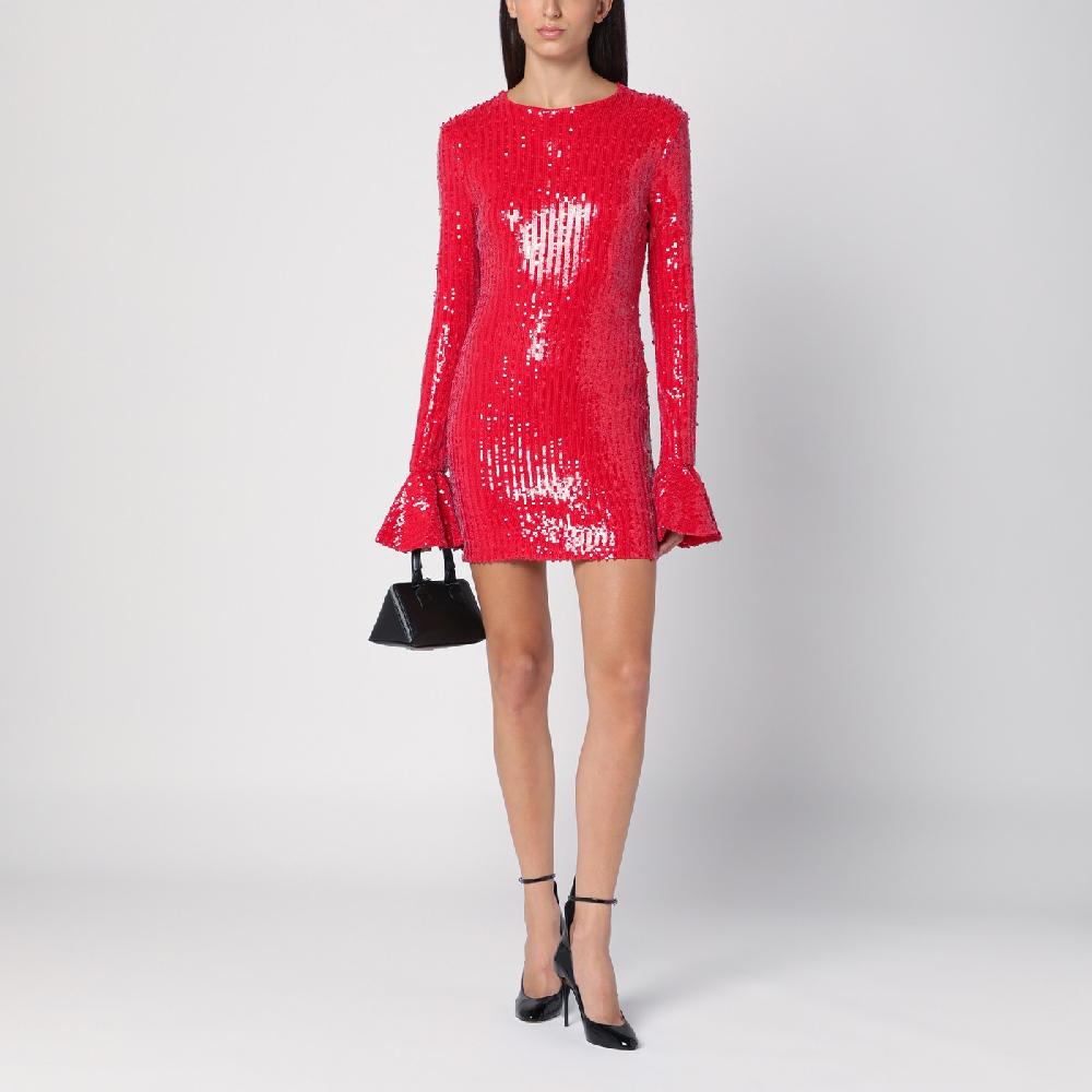 ROTATE Birger Christensen Mini abito rosso con micro paillette Shopping Online