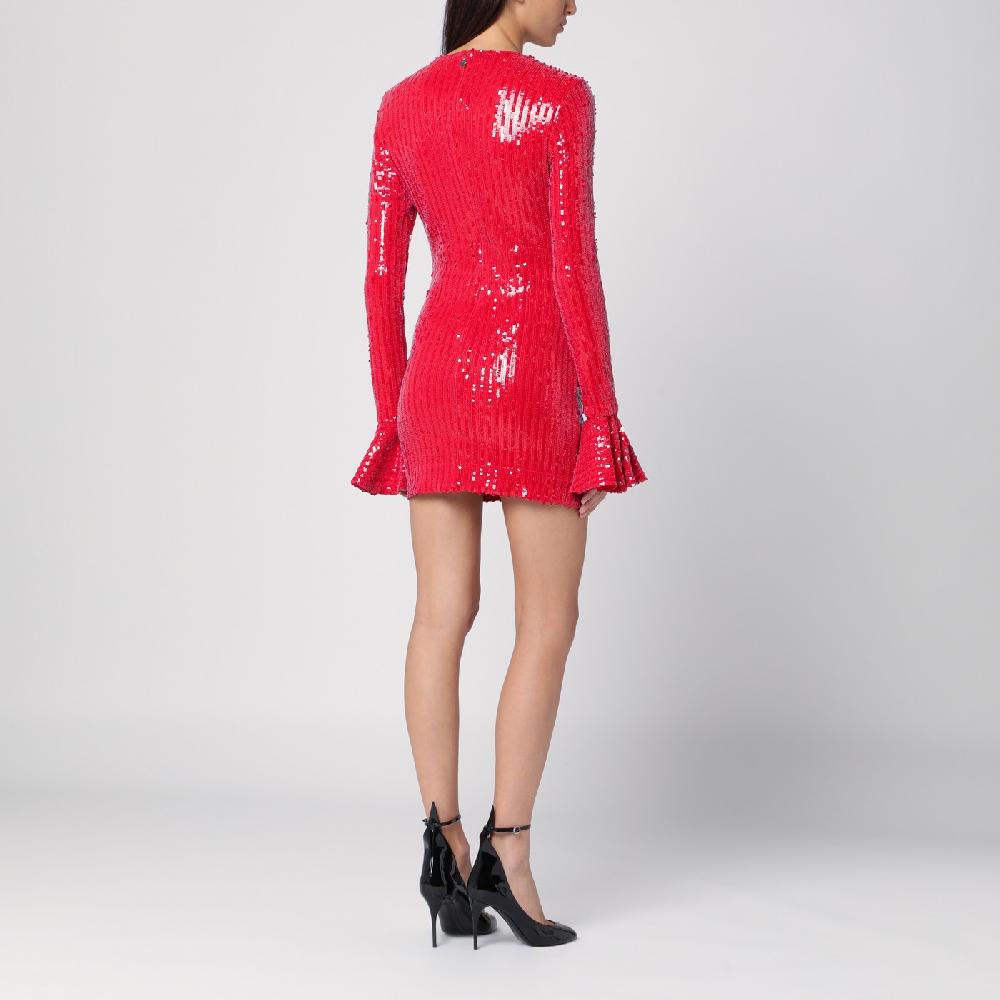 ROTATE Birger Christensen Mini abito rosso con micro paillette Shopping Online