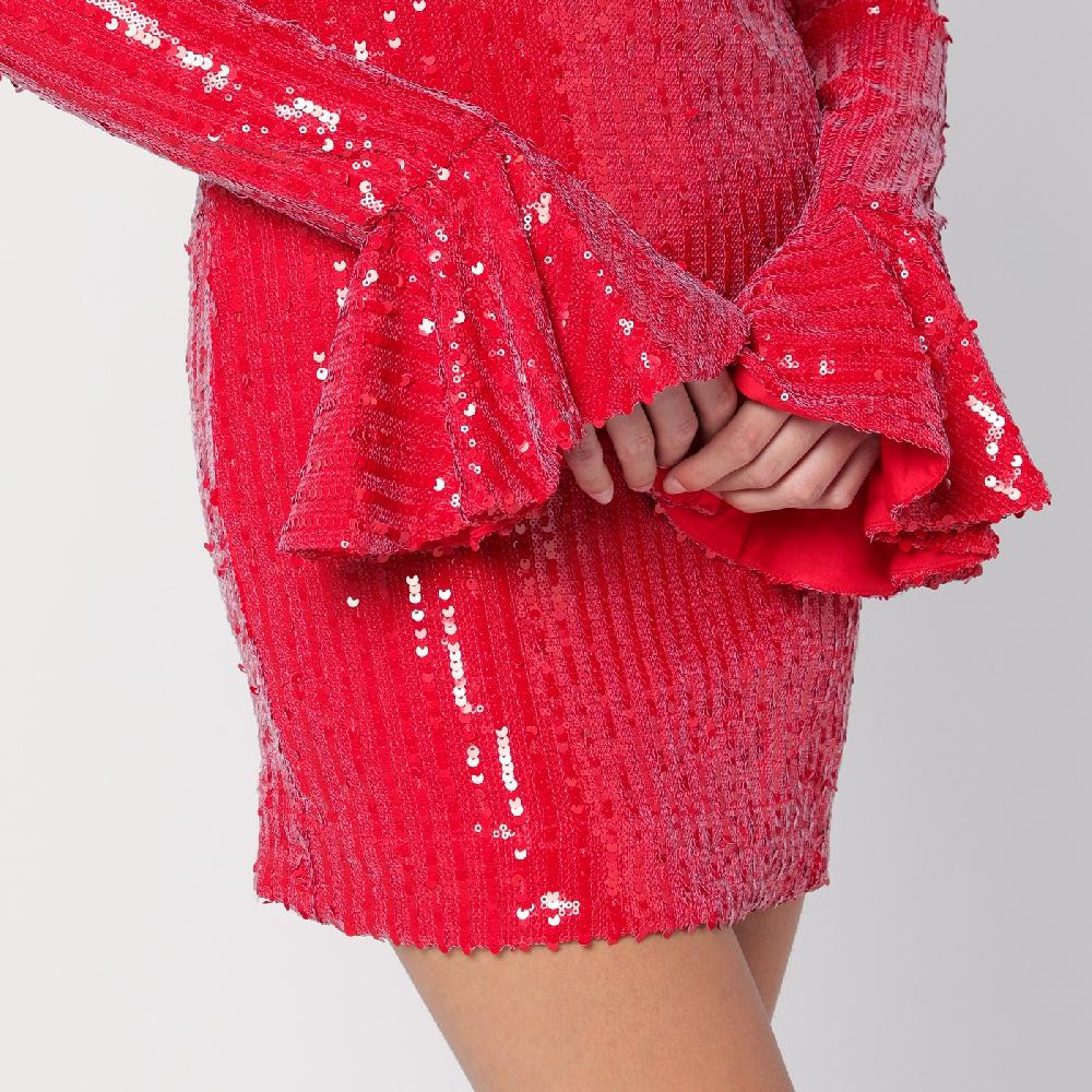 ROTATE Birger Christensen Mini abito rosso con micro paillette Shopping Online