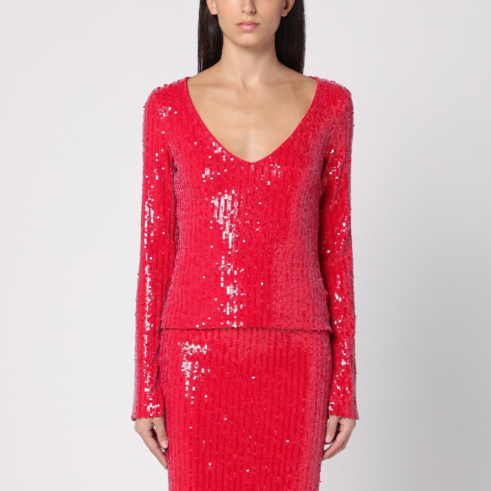 ROTATE Birger Christensen Maglia rossa con micro paillette Affare Del Giorno