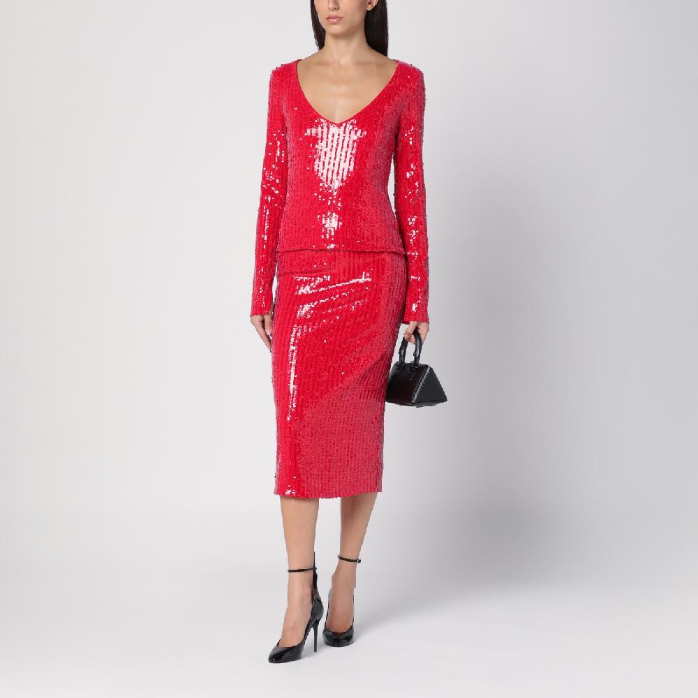 ROTATE Birger Christensen Maglia rossa con micro paillette Affare Del Giorno