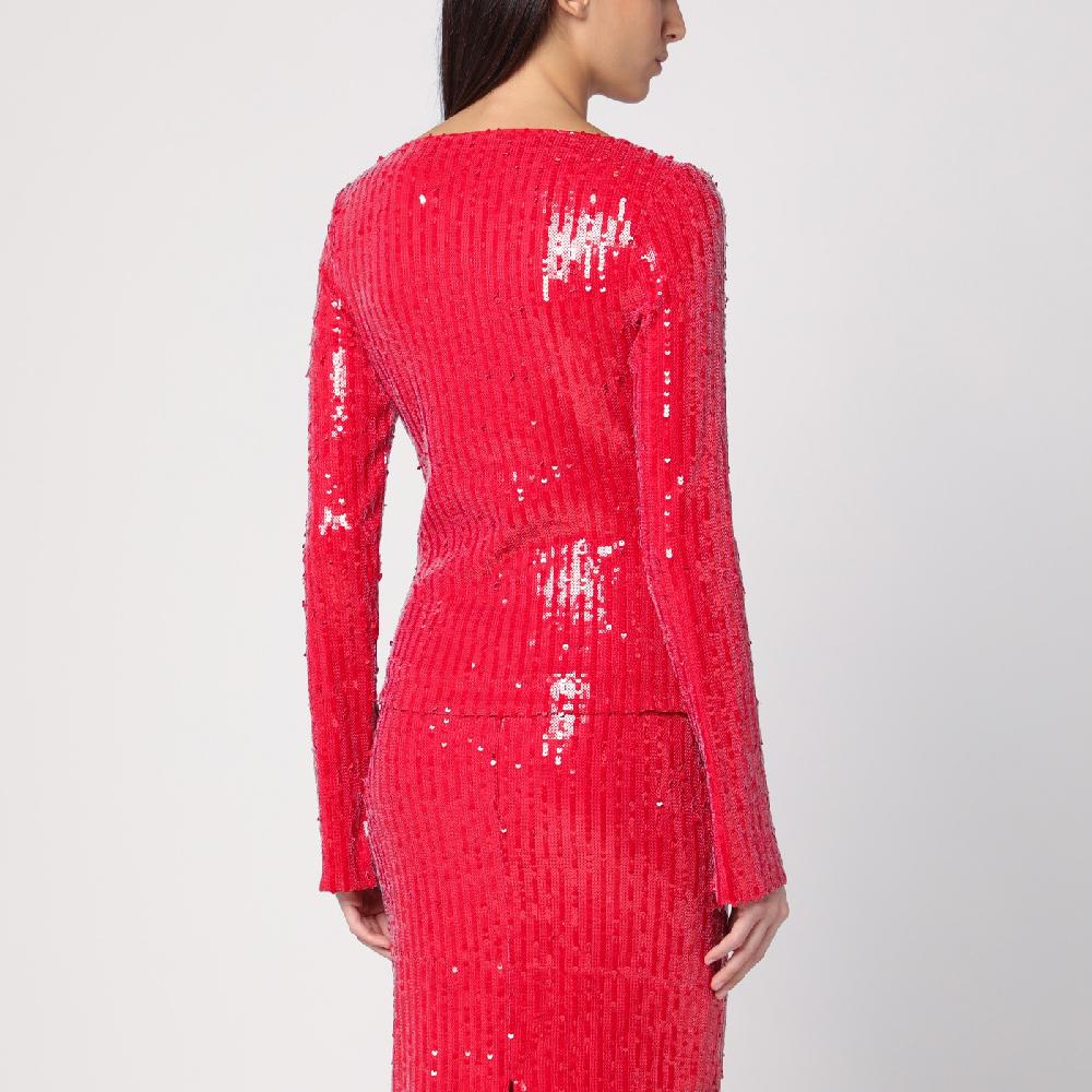 ROTATE Birger Christensen Maglia rossa con micro paillette Affare Del Giorno