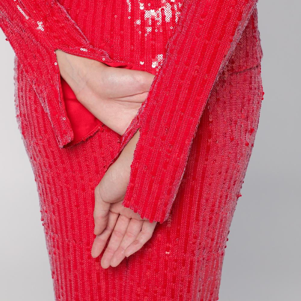 ROTATE Birger Christensen Maglia rossa con micro paillette Affare Del Giorno