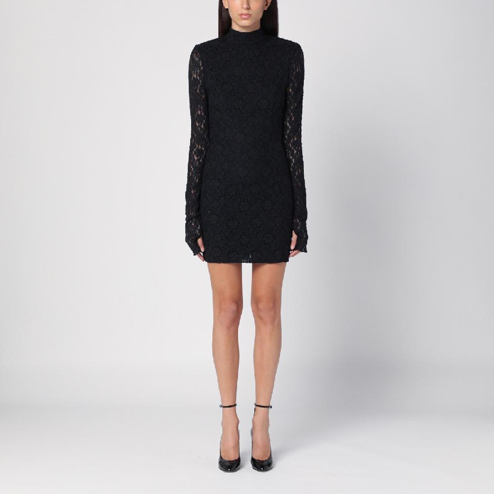 ROTATE Birger Christensen Mini abito nero in pizzo Sottocosto