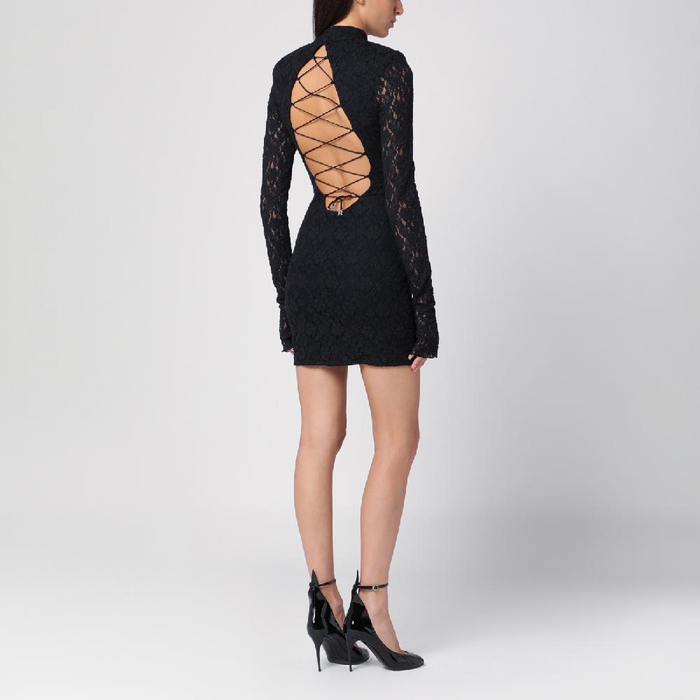 ROTATE Birger Christensen Mini abito nero in pizzo Sottocosto