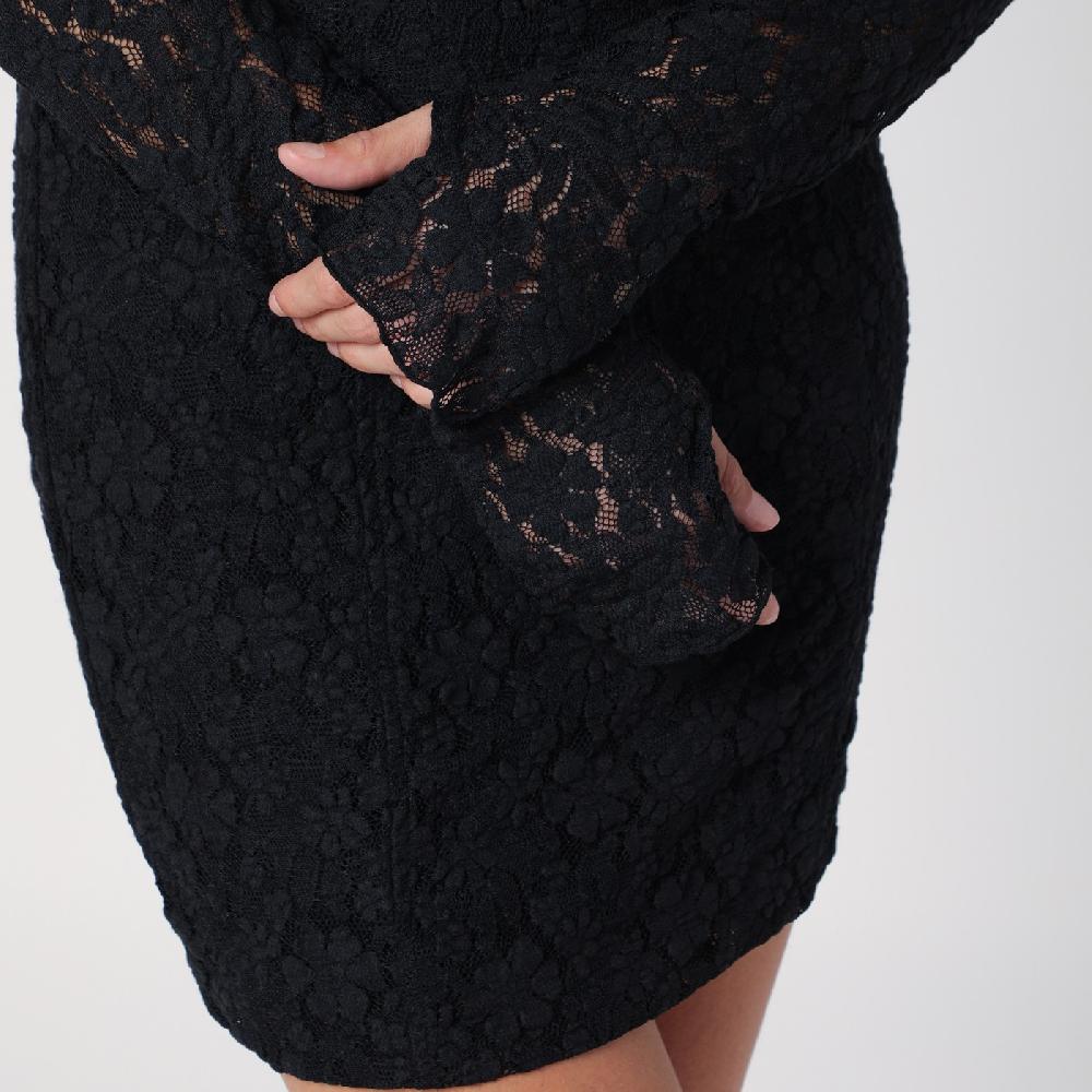ROTATE Birger Christensen Mini abito nero in pizzo Sottocosto