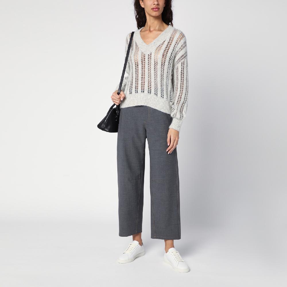 Brunello Cucinelli Maglione Dazzling Net grigio perla Offerta