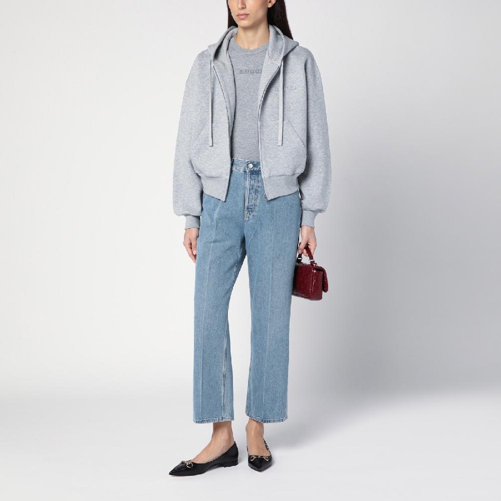 GUCCI Felpa grigia mélange in misto cotone Economico