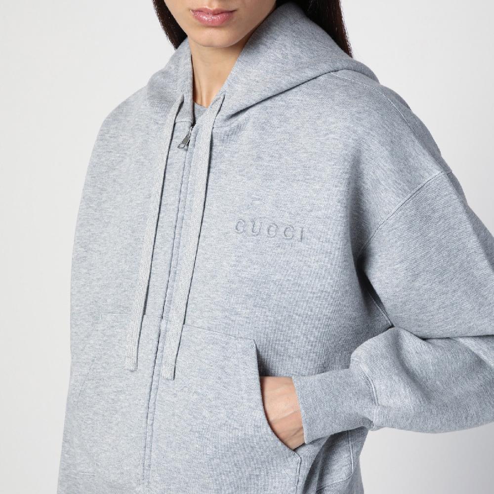 GUCCI Felpa grigia mélange in misto cotone Economico
