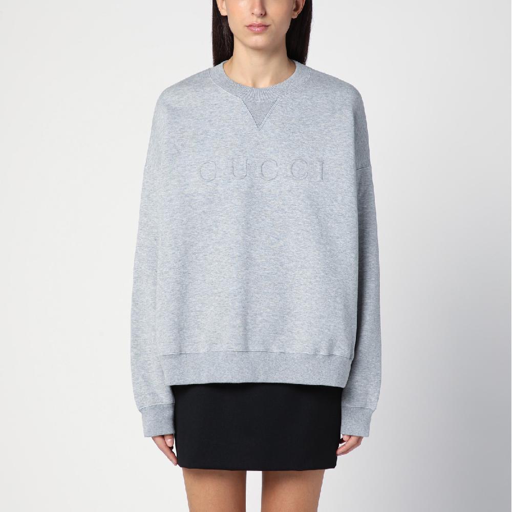 GUCCI Felpa grigia mélange in misto cotone Online