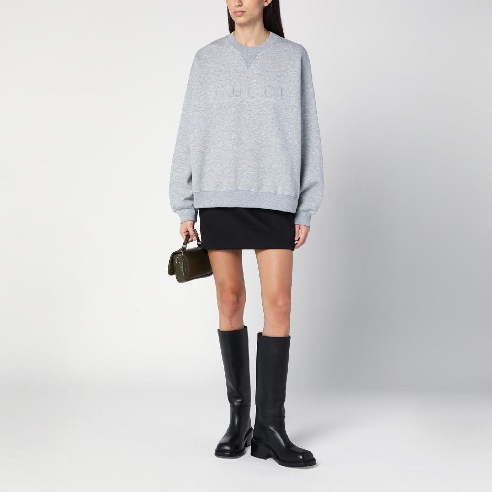 GUCCI Felpa grigia mélange in misto cotone Online