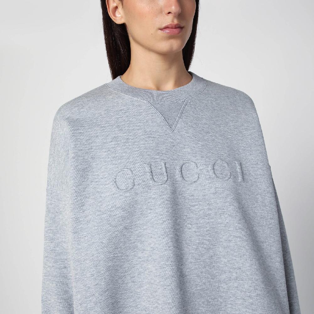 GUCCI Felpa grigia mélange in misto cotone Online