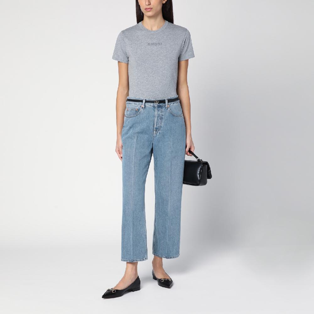 GUCCI T-shirt grigia mélange in cotone Saldi