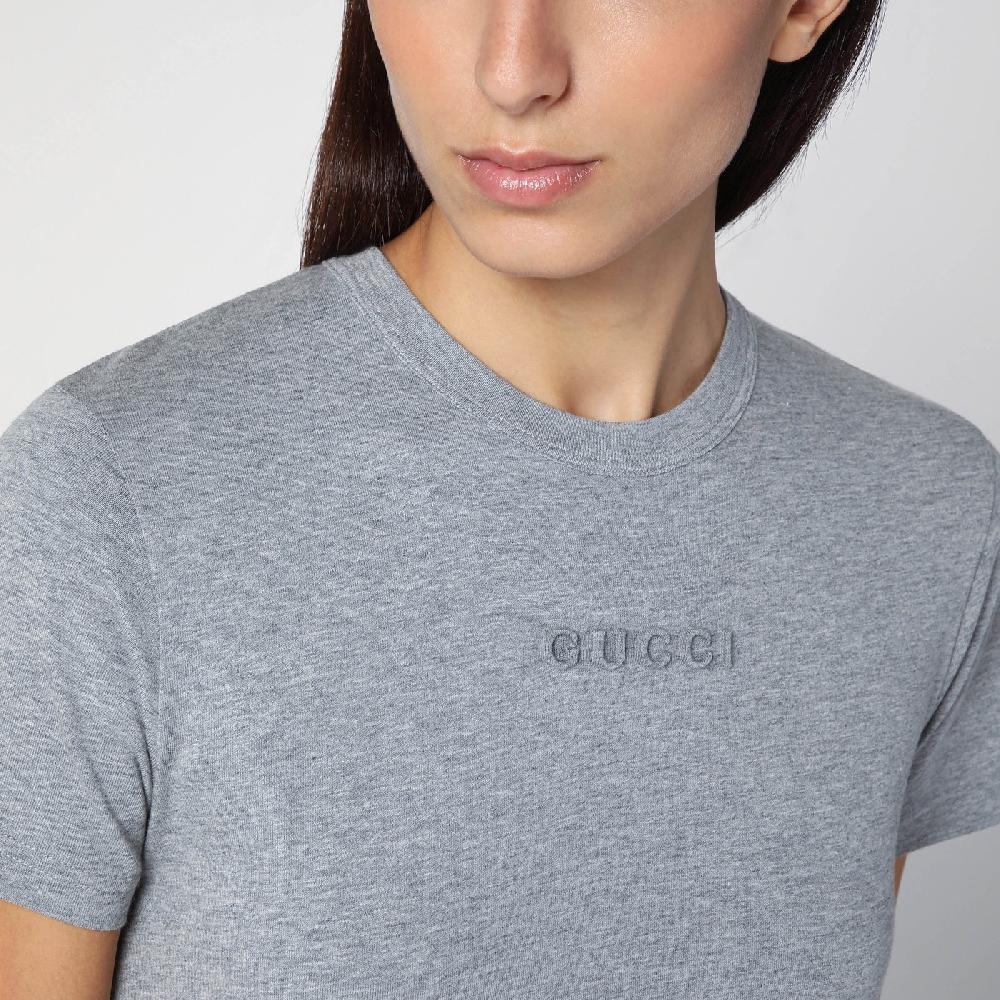 GUCCI T-shirt grigia mélange in cotone Saldi
