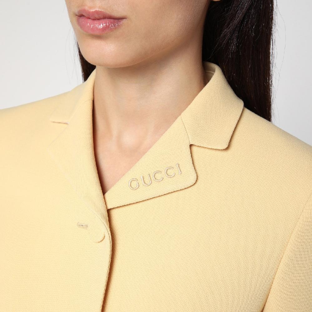 GUCCI Giacca color crema in crêpe di lana Hotsell