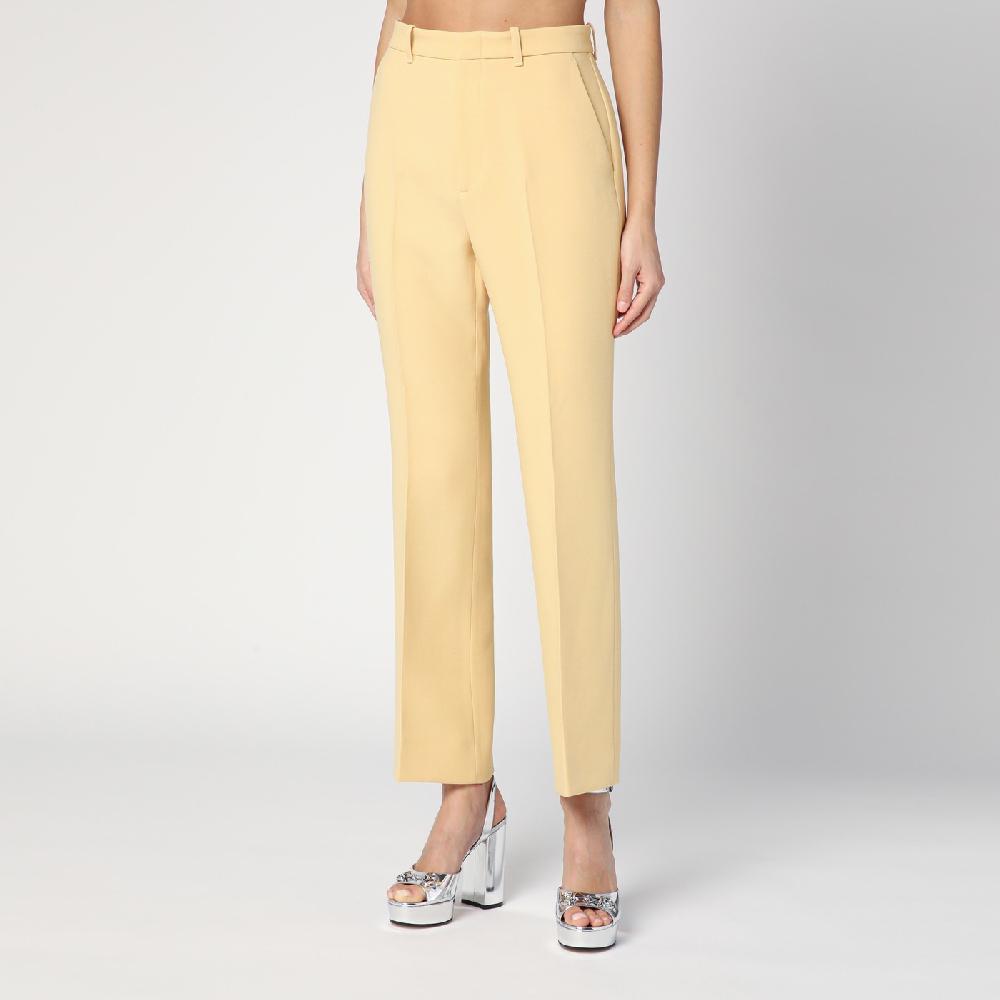 GUCCI Pantalone color crema in crêpe di lana Vendita Calda