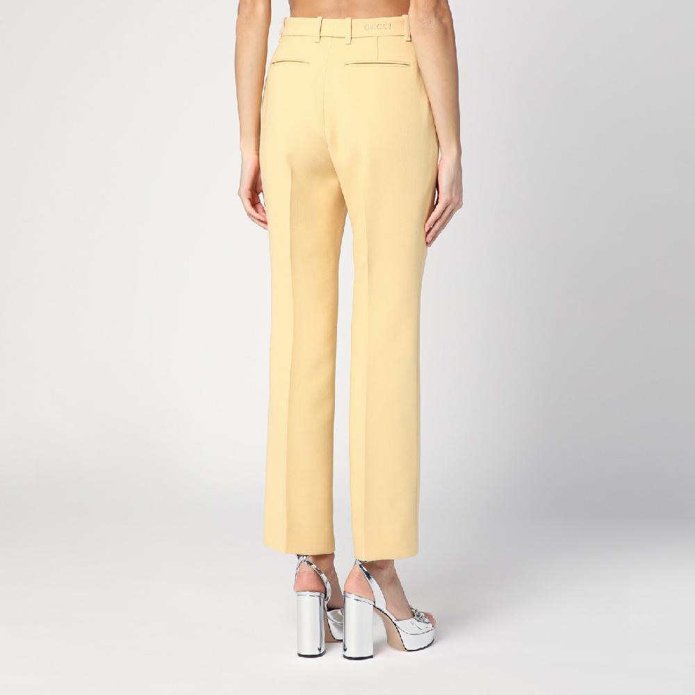 GUCCI Pantalone color crema in crêpe di lana Vendita Calda
