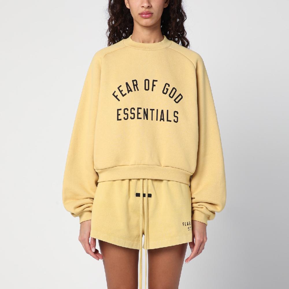 Fear of God Essentials Felpa cropped ambra con logo Vendita Economica