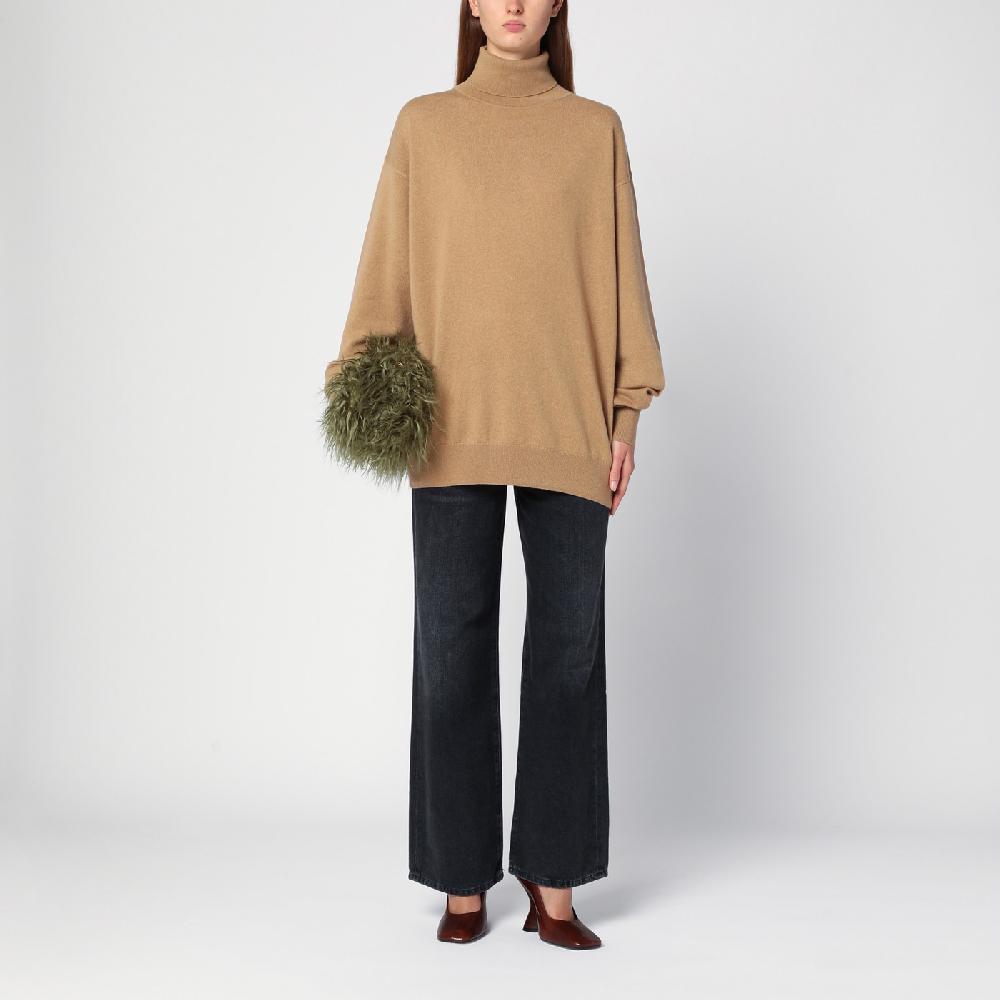 Dries Van Noten Maglione dolcevita beige in cashmere In Saldo
