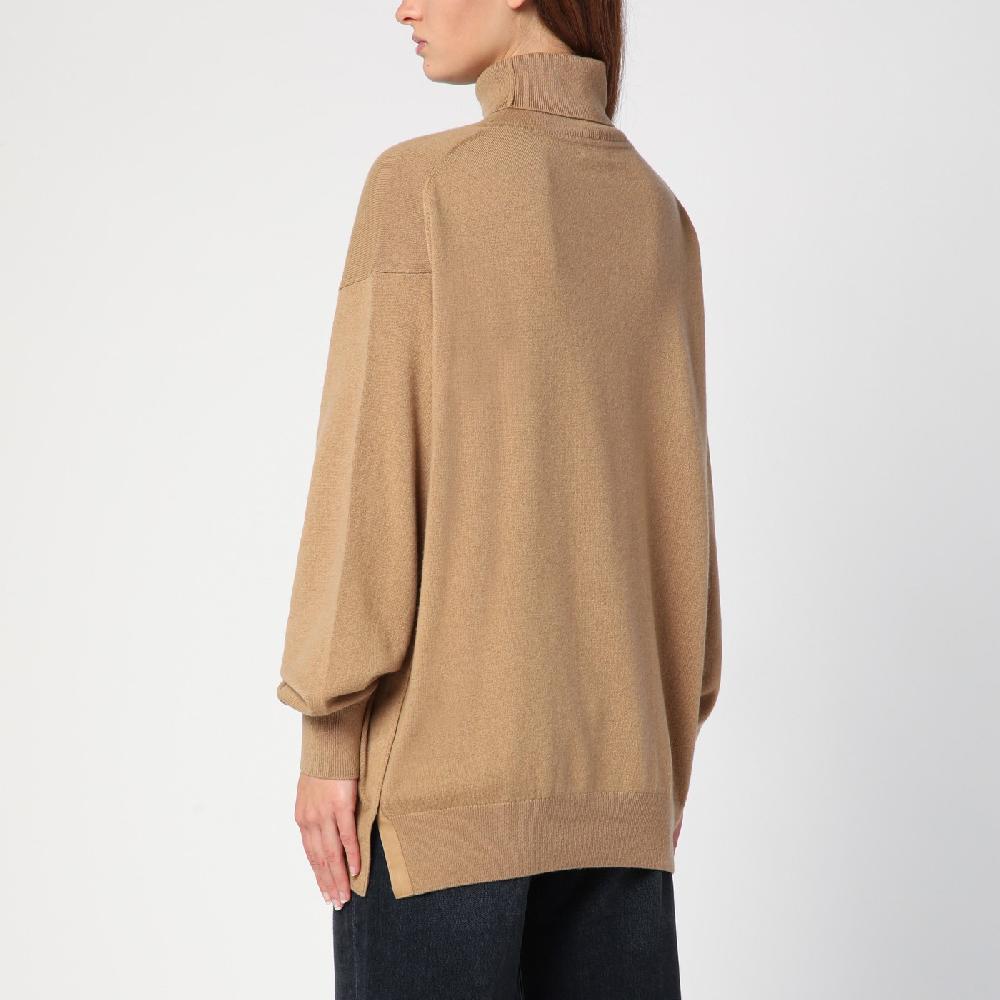 Dries Van Noten Maglione dolcevita beige in cashmere In Saldo