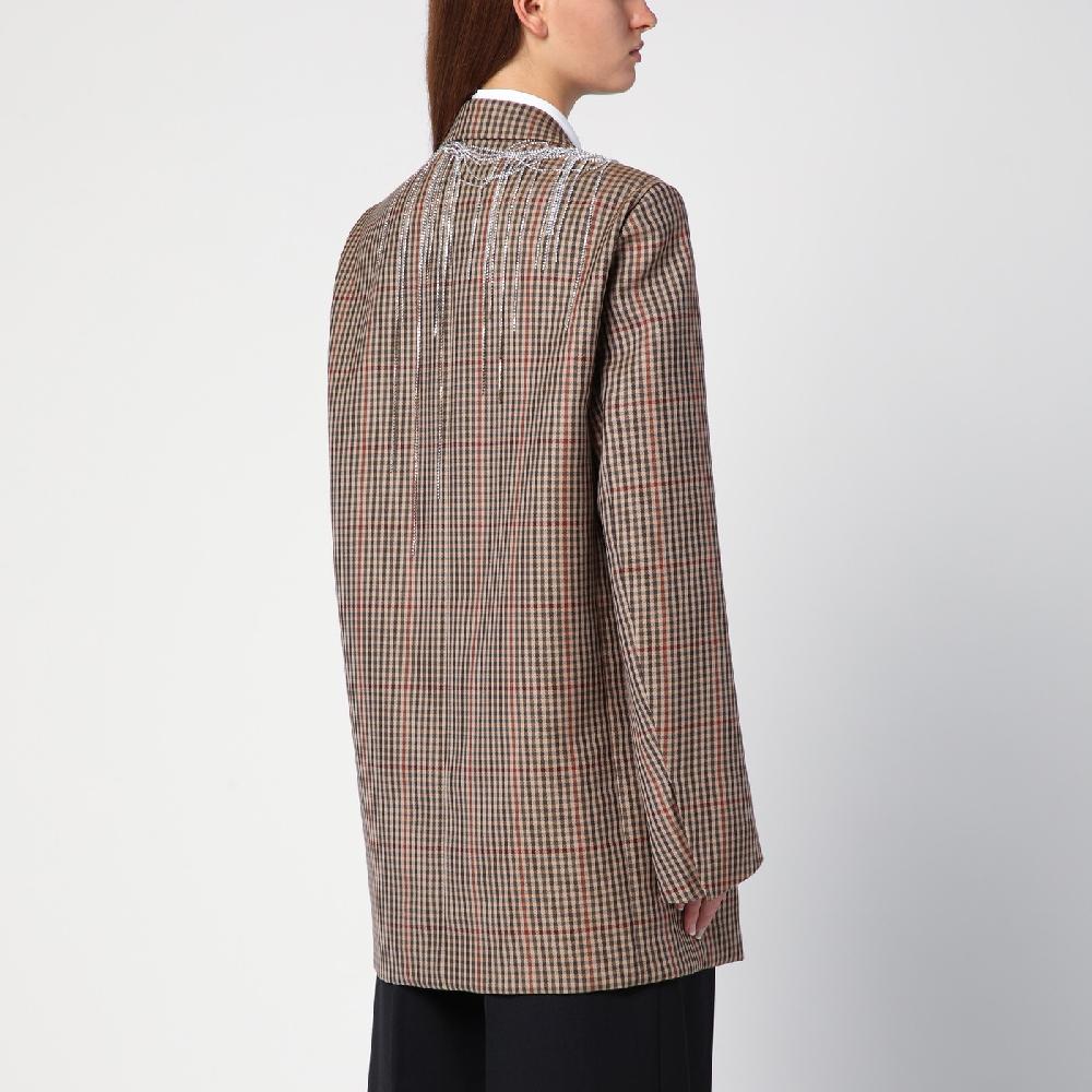 Dries Van Noten Giacca doppiopetto con motivo vichy in lana Nuova