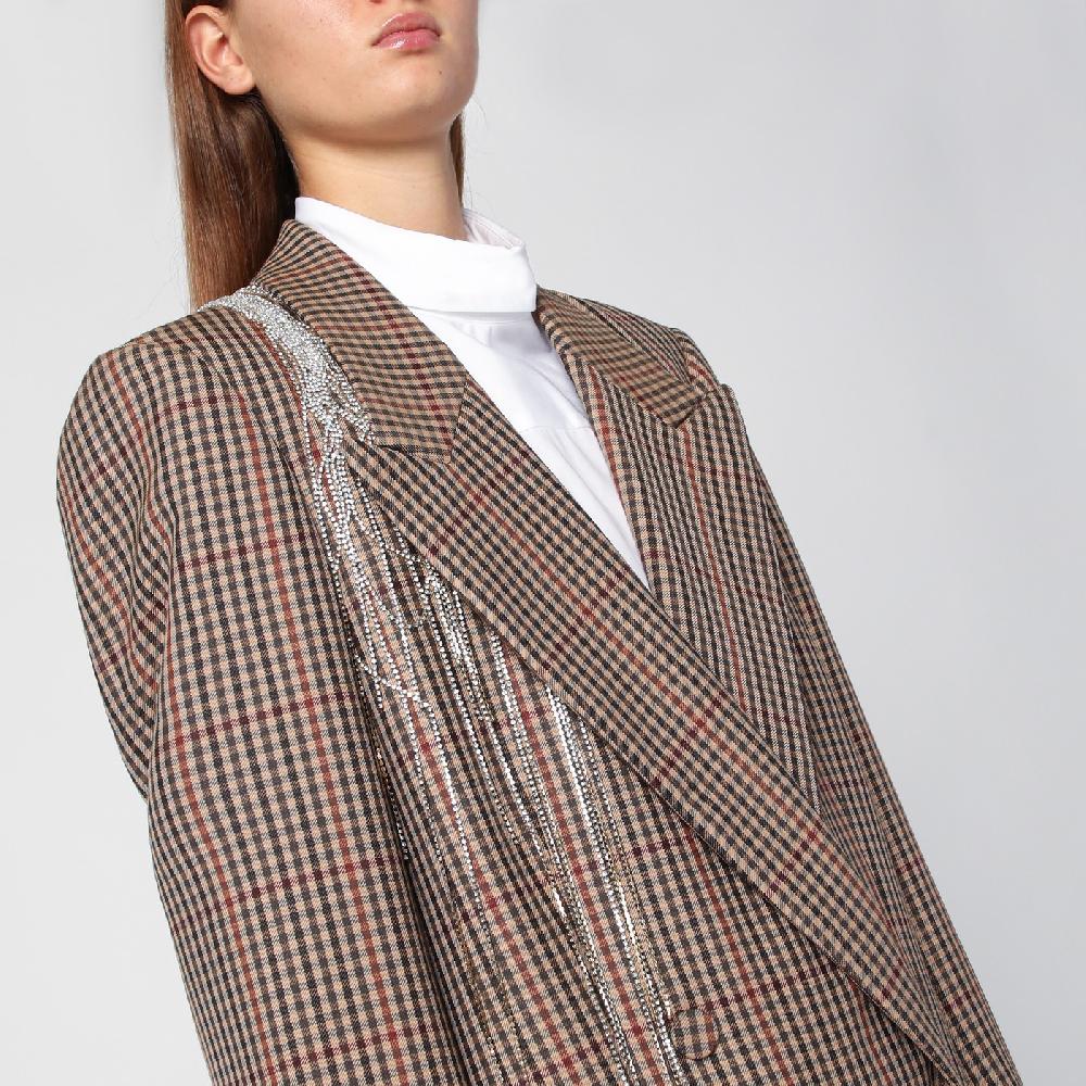 Dries Van Noten Giacca doppiopetto con motivo vichy in lana Nuova