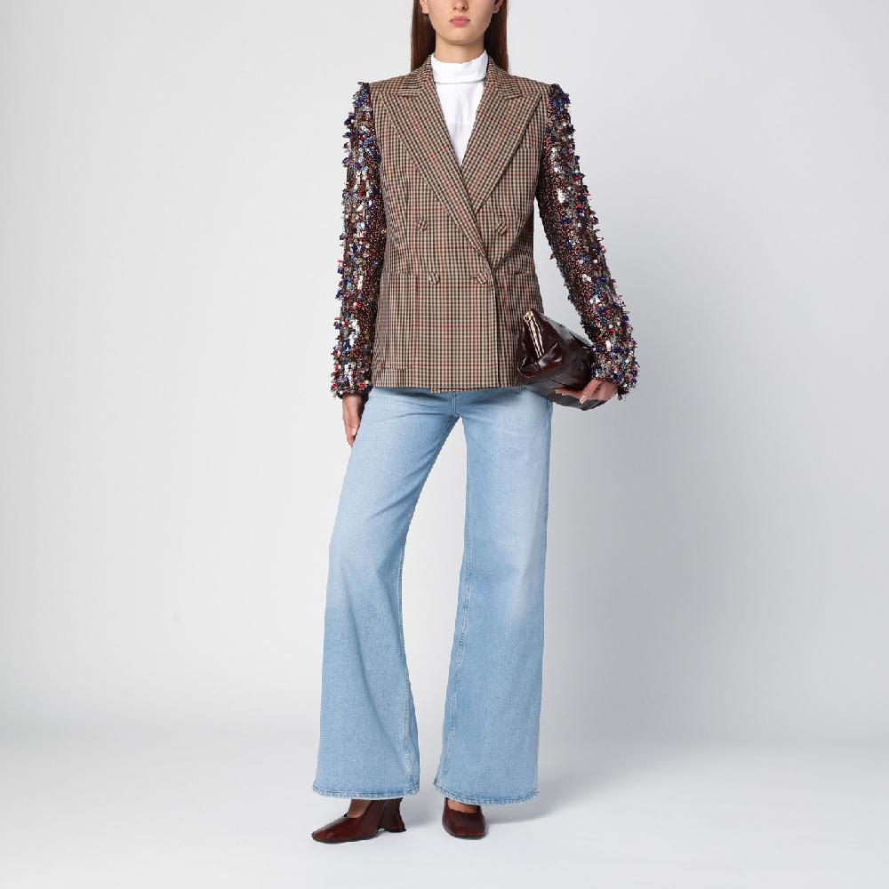 Dries Van Noten Giacca doppiopetto con motivo vichy e paillette Moda