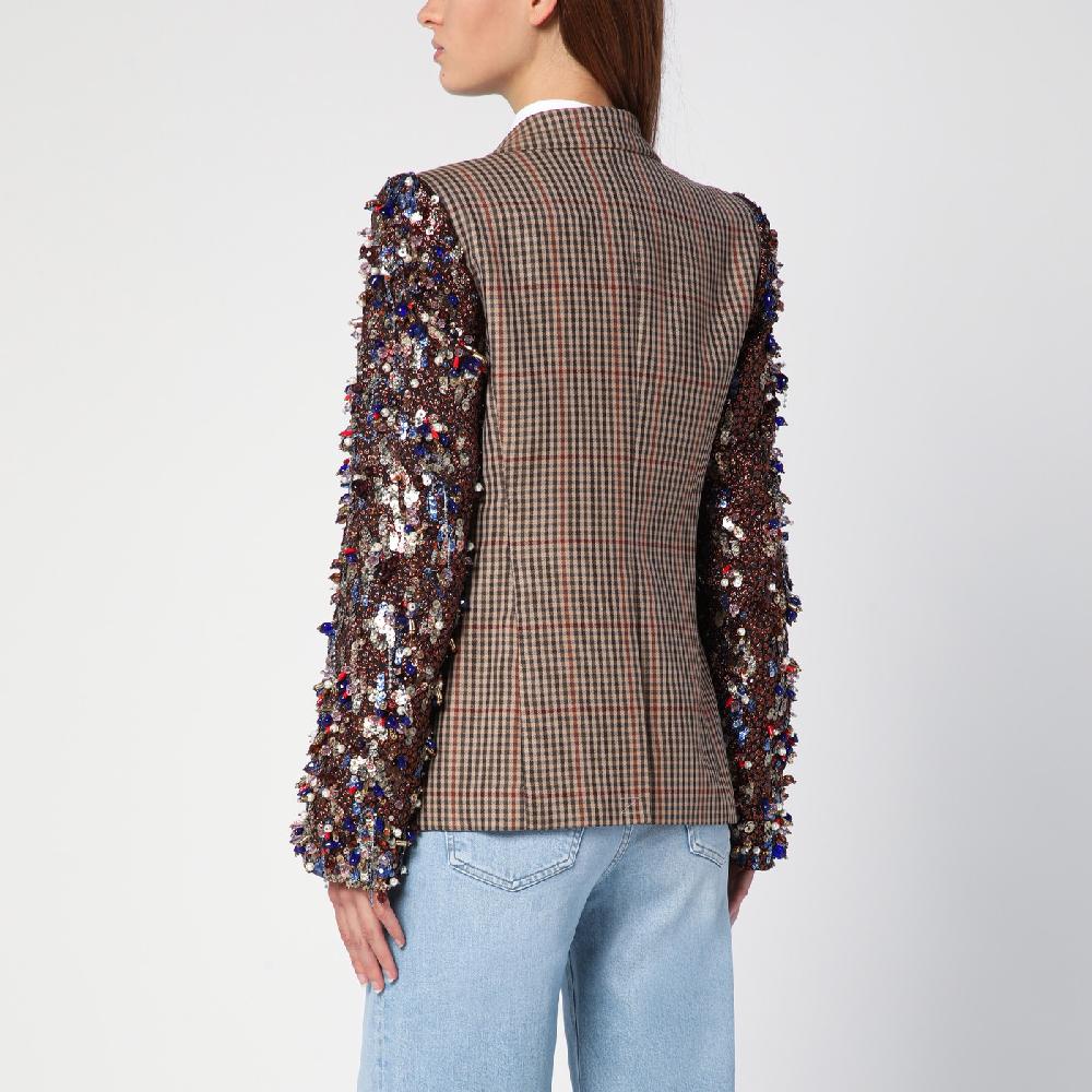 Dries Van Noten Giacca doppiopetto con motivo vichy e paillette Moda