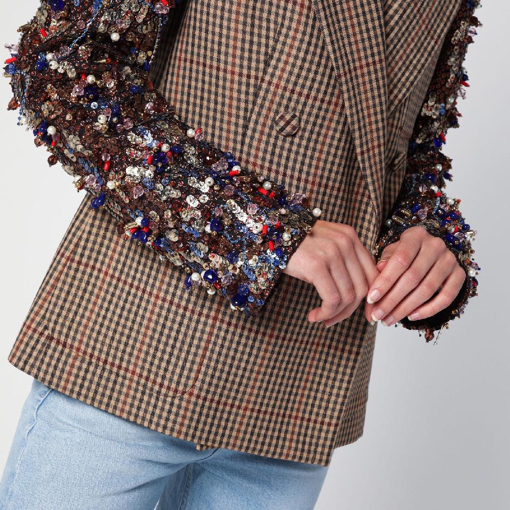 Dries Van Noten Giacca doppiopetto con motivo vichy e paillette Moda